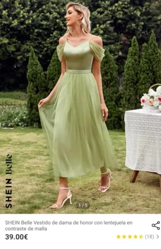 Vestido fiesta raso verde, talla L