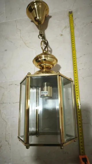 Lámpara farol colgante dorada