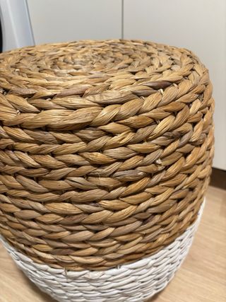 Taburete Asiento Ofelia Mimbre Marrón/Blanco