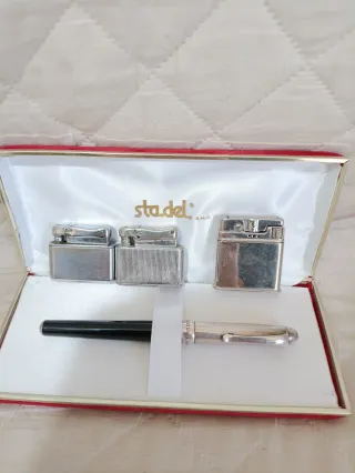 Set 3 accendini e penna stilografica