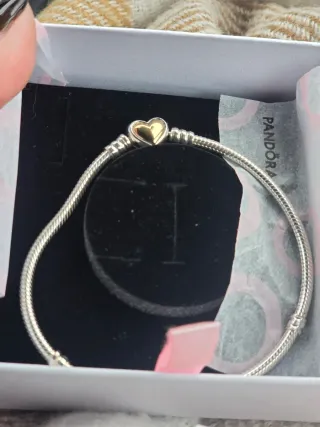 Pulsera Pandora Corazón Oro y Plata