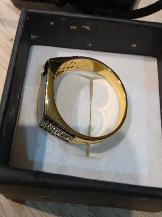 Anillo Hombre Talla 25 Negro y Dorado