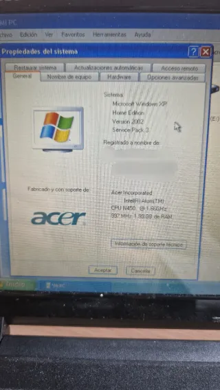 Ordenador Acer Aspire One, NAV50