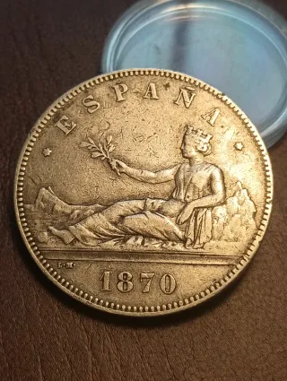Moneda 5 Pesetas Plata 1870