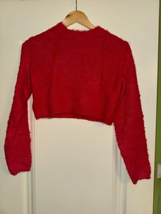 Jersey pelo crop top rojo