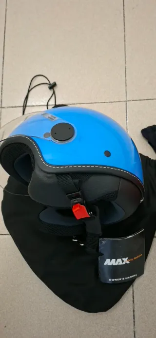 2 Cascos Jet Moto Azul y Rojo