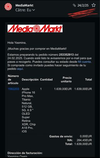 iPhone 16 Pro Max 512GB Titanio Natural