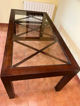 Mesa Comedor Cristal y Madera 180x90
