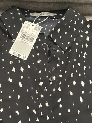 Blusa Mango Estampada Negra Talla S
