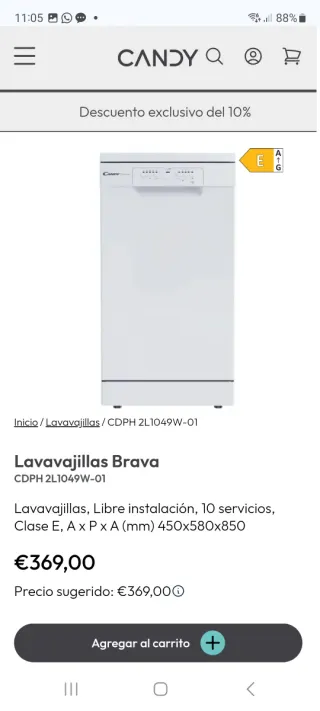 Lavavajillas Candy Brava