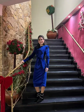 Vestido de terciopelo azul