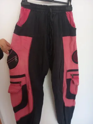 Pantalones Cargo Dos Tonos Negro/Rosa