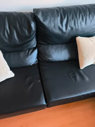 Sofá Chaiselongue Negro Piel