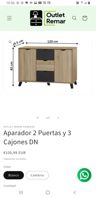 Aparador 2 Puertas y 3 Cajones DN