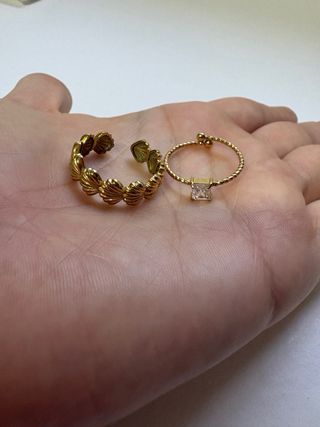 Pack 2 anillos dorados ajustables – conchas marina