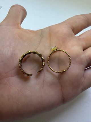 Pack 2 anillos dorados ajustables – conchas marina