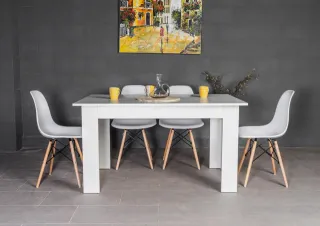 Mesa Nórdica + 4 Sillas Blancas