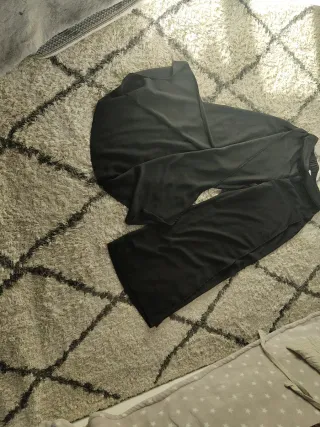 Pantalón ancho negro mujer