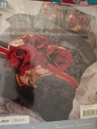 Funda Nórdica Love Black Rosas Rojas 240x220cm