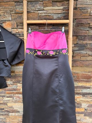 Vestido Fiesta Sonia Peña Negro y Rosa