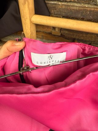 Vestido Fiesta Sonia Peña Negro y Rosa