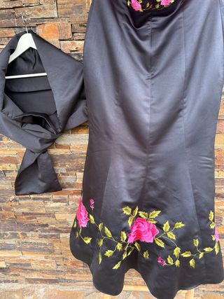 Vestido Fiesta Sonia Peña Negro y Rosa