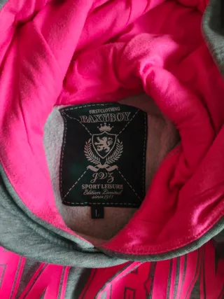 Sudadera G-DENIM gris y rosa