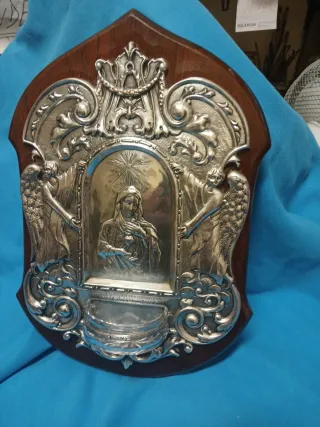 Agua Benditera Plateada y Barnizada,35x24cm