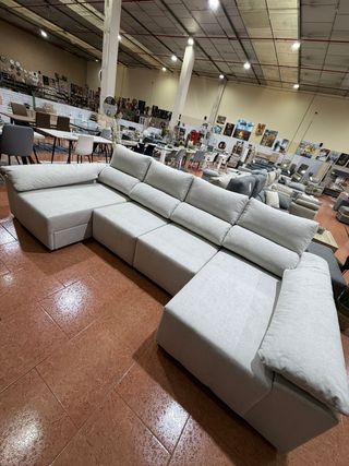 Sofá Rinconera Beige/Gris Tela