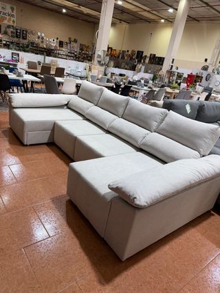 Sofá Rinconera Beige/Gris Tela