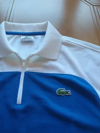 Polo Lacoste Blanco y Azul