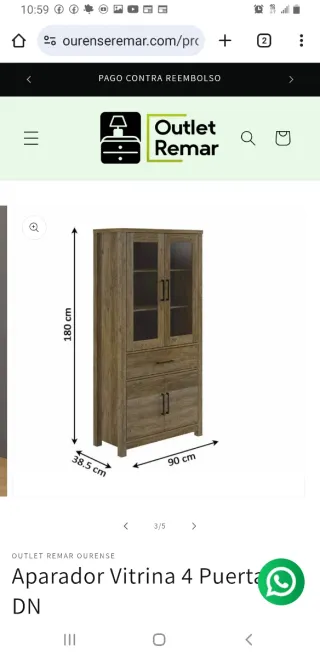 Aparador Vitrina 4 Puertas Blanco