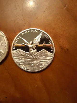 Lote 2 Monedas Plata Pura México 1/2 Onza