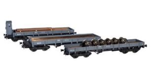 3 Vagones Mabar 81402 Renfe Borde bajo con carga