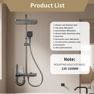 Columna Ducha Moderna Gris Oscuro