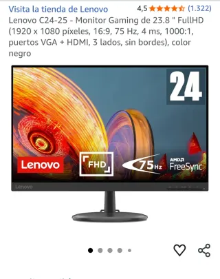 Monitor Lenovo Negro/Gris