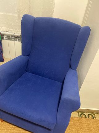 Butaca orejera azul individual