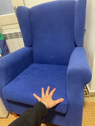 Butaca orejera azul individual