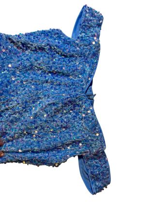 Vestido largo azul con lentejuelas