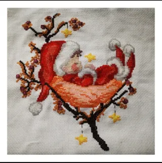 Cuadro punto de cruz bebé Papá Noel