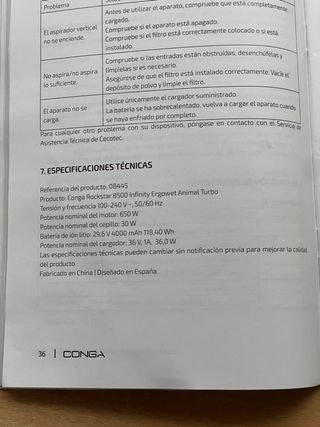 Cecotec Conga 8500 Aspirador Escoba ,