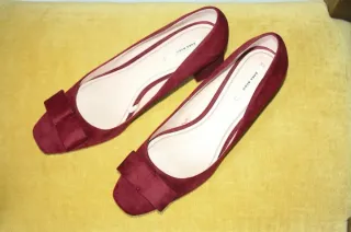 Zapatos Zara Piel Granate Tacon