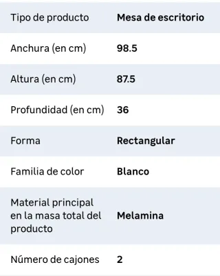 Escritorio extensible blanco