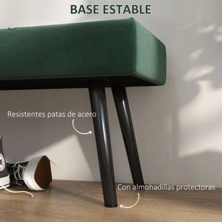 Taburete Terciopelo Pie de Cama Verde