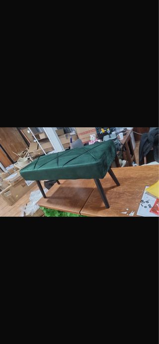 Taburete Terciopelo Pie de Cama Verde