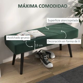 Taburete Terciopelo Pie de Cama Verde