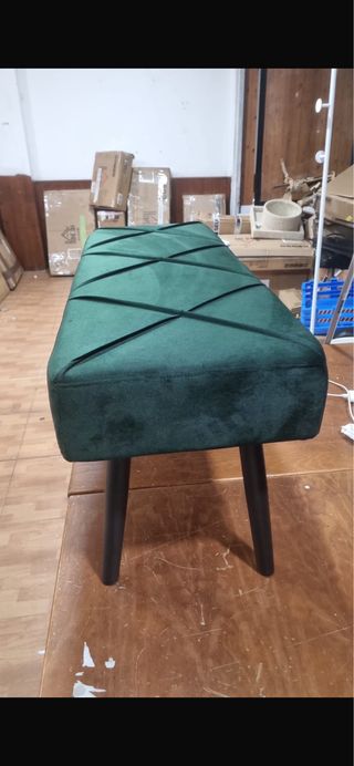 Taburete Terciopelo Pie de Cama Verde