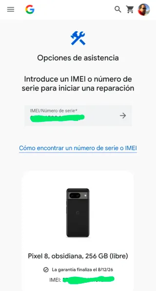 Google Pixel 8 256GB Obsidiana