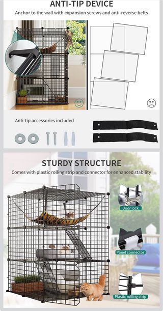 YITAHOME Jaula para Gatos de Interior, 3 Niveles,