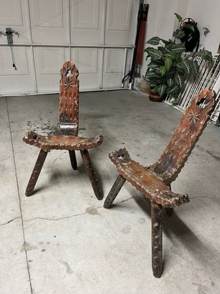 Sillas Trípode Madera Maciza para Restaurar